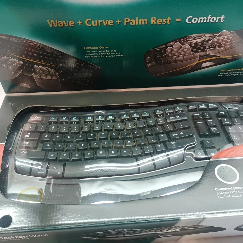 Logitech Cordless Desktop Wave Keyboard & Laser Mouse READ Missing 2 Pieces
